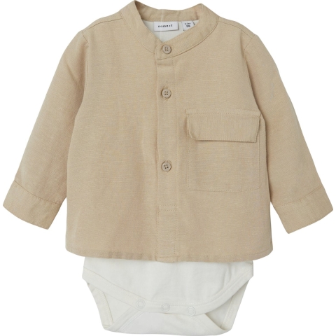 Name It Hemdromper l/s - NbmFaher - Humus - Name It - 68 - Romper L/S