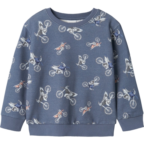 Name It Sweatshirt - NmmTrille - China Blue m. Motorfiets - Name It - 2 jaar (92) - Sweatshirt