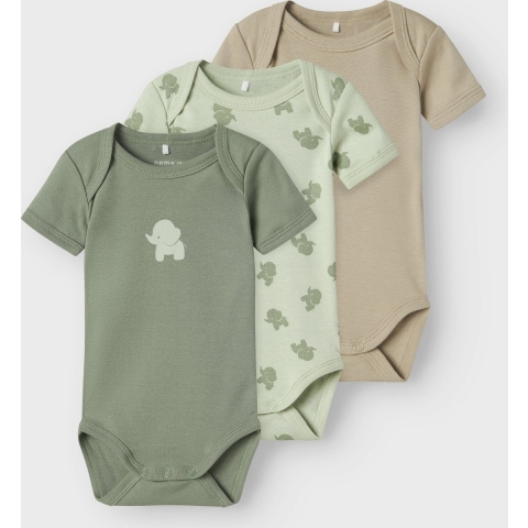 Name It Rompers k/æ - Noos - NbmBody - 3-pack - Sea Schuim Eleph - Name It - 68 - Romper S/S