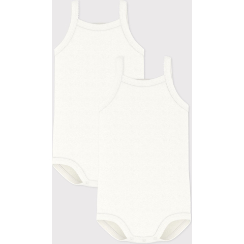 Petit Bateau Romper - 2-pack - mouwloos - Wit - Petit Bateau - 3 mnd - Romper Mouwloos