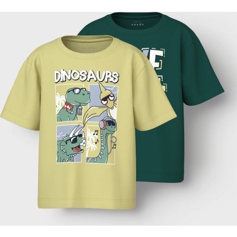 Name It T-Shirt - 2-pack - NmmVictor - Chardonnay/Bos Bloei - Name It - 4 jaar (104) - T-Shirt