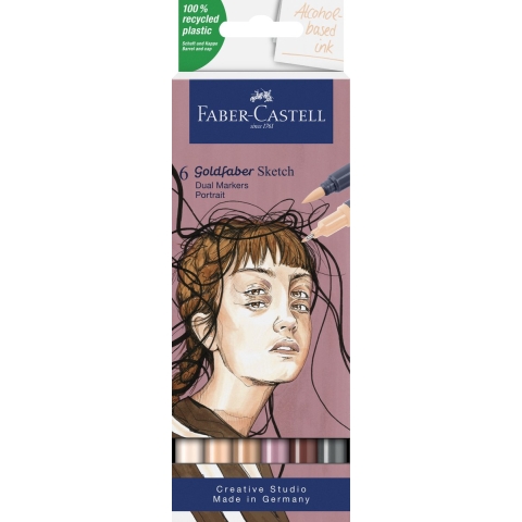 Faber-Castell Markers - 6 st. - Goldfaber Schets - Portret - Faber-Castell - OneSize - Marker