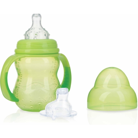 Nuby Babyflesje m. Handvat en Tuit - 240ml - Groen - Nuby - OneSize - Babyflesje