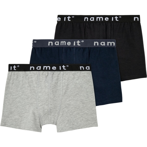 Name It Boxershorts - Noos - NkmBoxer - 3-pack - Zwart/Grijs/Nav - Name It - 13-14 jaar (158-164) - Boxershorts