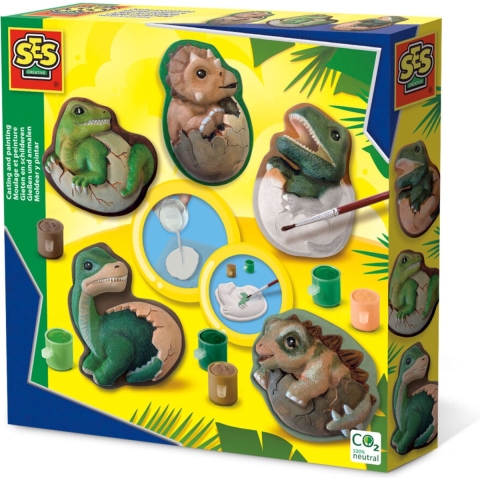 SES Creative - Gegoten en geverfd - Dino Eieren - SES Creative - OneSize - Creatieve Speelset