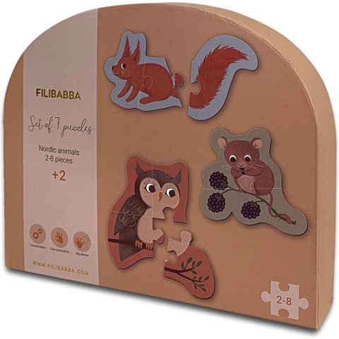 Filibabba Puzzel - 2-8 Bakstenen - Noords Dier - Filibabba - OneSize - Puzzel
