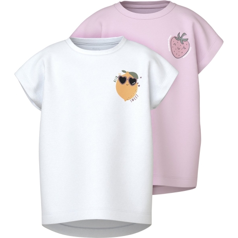 Name It T-Shirt - 2-pack - NmfVarutti - Ballerina/Bright White - Name It - 2 jaar (92) - T-Shirt