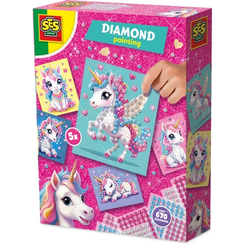 SES Creative Creatieve Speelset - Diamantmozaïek - Eenhoorn - SES Creative - OneSize - Creatieve Speelset