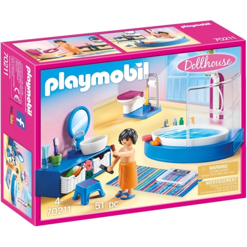 Playmobil - Poppenhuis - Badkamer Met kuip - Playmobil - OneSize - Speelgoed
