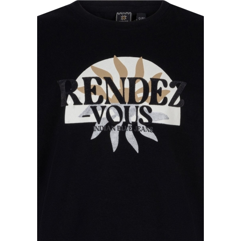 Indiaas Blue Jeans T-Shirt - Rendez Vous - Zwart - Indian Blue Jeans - 14 jaar (164) - T-Shirt