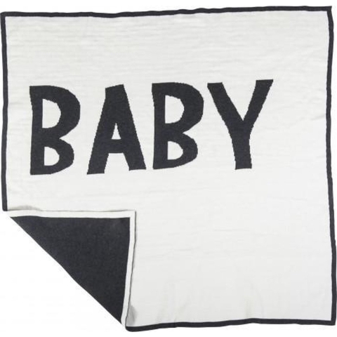 Sebra Strikket Knuffeldoek - 80x80 - Creme/Antraciet Grijs - Sebra - OneSize - Deken