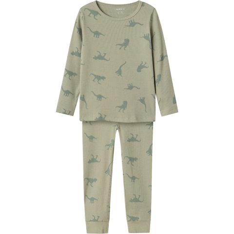 Name It Pyjama set - Noos - NmmNightset - Rib - Agave Green - Name It - 3-4 jaar (98-104) - Pyjama - Tweedelig