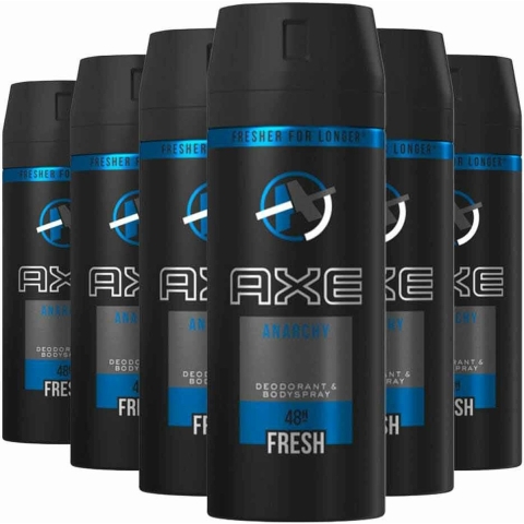 6x Axe Deodorant Bodyspray Anarchy for Him 150 ml