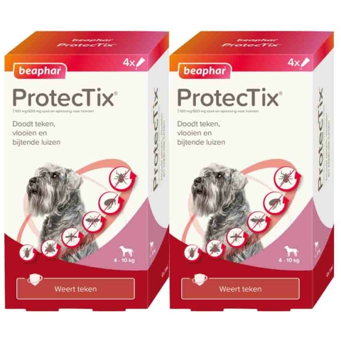 2x Beaphar ProtecTix Hond Anti Vlo&Teek 4-10 kg 4 pipetten
