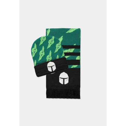 Star Wars - The Mandalorian Beanie & Scarf Giftset (Black/Green)