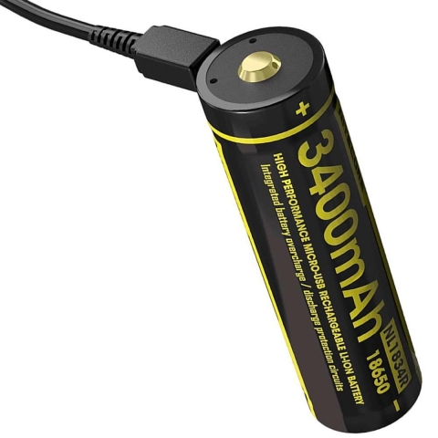 Nitecore 18650 NL1834R 3400mAh 3.6 Volt + Micro USB Aansl.