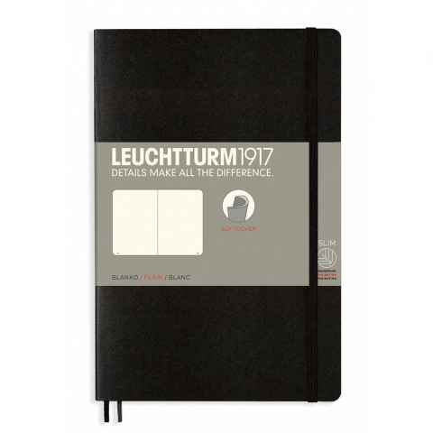 Leuchtturm Black, Softcover, Paperback (B6+), 123 p., plain