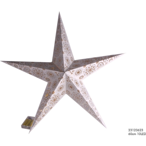Kerstster papier 60cm wit 20warmled