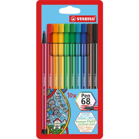 STABILO Pen 68 viltstiften etui 10 kleur
