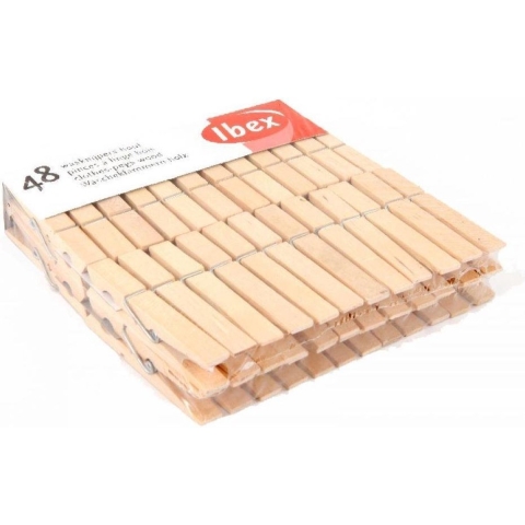 Ibex wasknijpers hout 5 pak van 48 stuks