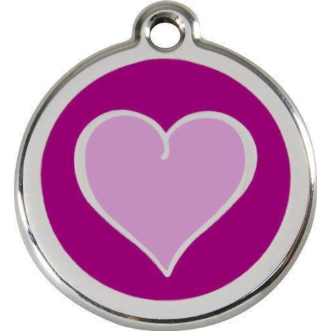 Heart Purple Purple roestvrijstalen hondenpenning large/groot dia. 3,8 cm - Reddingo