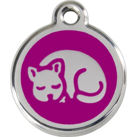 Mouse Purple roestvrijstalen kattenpenning small/klein dia. 2 cm - Reddingo
