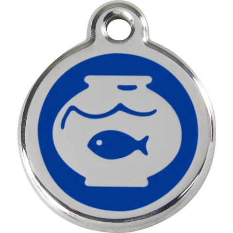 Fish Bowl Navy roestvrijstalen kattenpenning small/klein dia. 2 cm - Reddingo