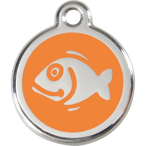 Fish Orange roestvrijstalen kattenpenning small/klein dia. 2 cm - Reddingo