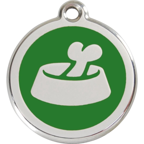 Bone in Bowl Green roestvrijstalen hondenpenning medium/gemiddeld dia. 3 cm - Reddingo