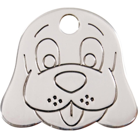 Dog Face roestvrijstalen dierenpenning large/groot 4,2 cm x 3,74 cm - Reddingo