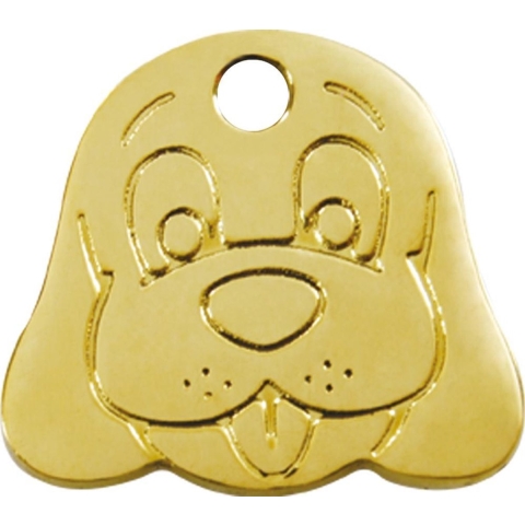 Dog Face koperen dierenpenning medium/gemiddeld 3,32 cm x 2,96 cm - Reddingo