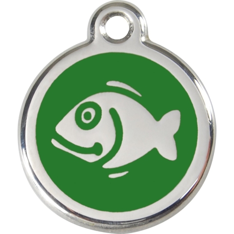 Fish Green roestvrijstalen kattenpenning small/klein dia. 2 cm - Reddingo
