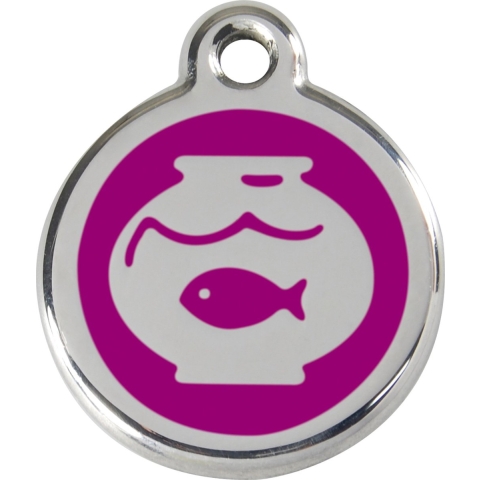 Fish Bowl Purple roestvrijstalen kattenpenning small/klein dia. 2 cm - Reddingo
