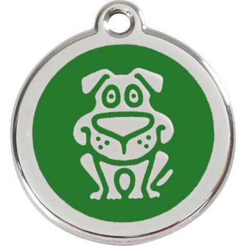 Dog Green roestvrijstalen hondenpenning medium/gemiddeld dia. 3 cm - Reddingo