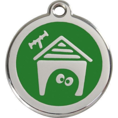 Dog House Green roestvrijstalen hondenpenning small/klein dia. 2 cm - Reddingo
