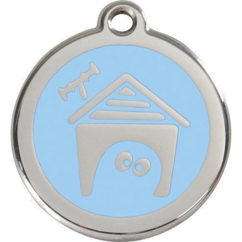 Dog House Light Blue roestvrijstalen hondenpenning medium/gemiddeld dia. 3 cm - Reddingo