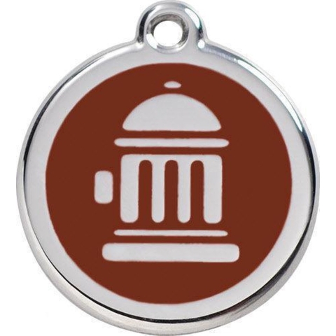 Fire Hydrant Brown roestvrijstalen hondenpenning large/groot dia. 3,8 cm - Reddingo