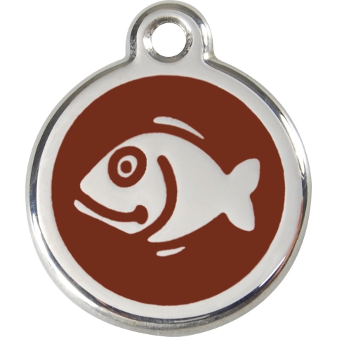 Fish Brown roestvrijstalen kattenpenning small/klein dia. 2 cm - Reddingo
