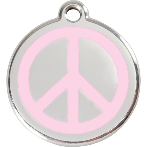 Peace Pink roestvrijstalen hondenpenning small/klein dia. 2 cm - Reddingo