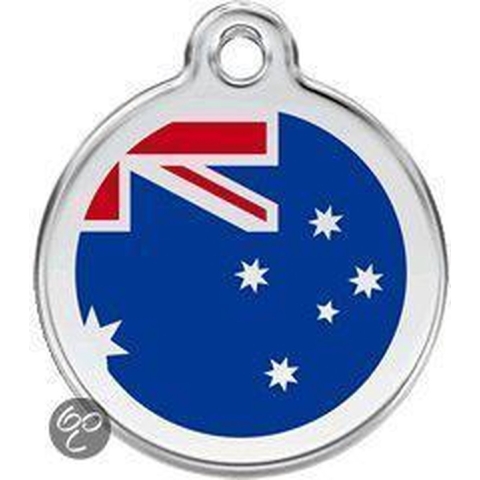 Australian Flag Navy roestvrijstalen hondenpenning medium/gemiddeld dia. 3 cm - Reddingo