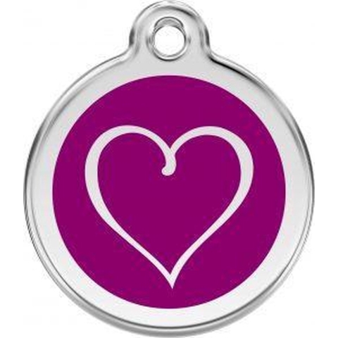 Tribal Heart Purple roestvrijstalen hondenpenning small/klein dia. 2 cm - Reddingo
