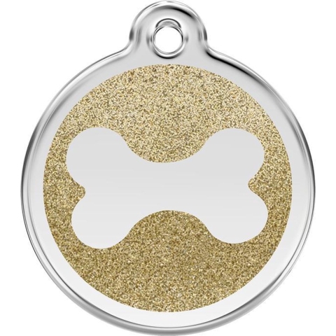 Bone Gold glitter hondenpenning small/klein dia. 2 cm - Reddingo