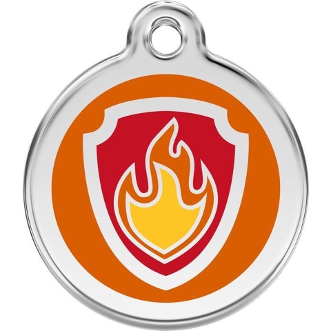 Nickelodeon Paw Patrol Marshall Tag Orange roestvrijstalen hondenpenning small/klein dia. 2 cm - Reddingo