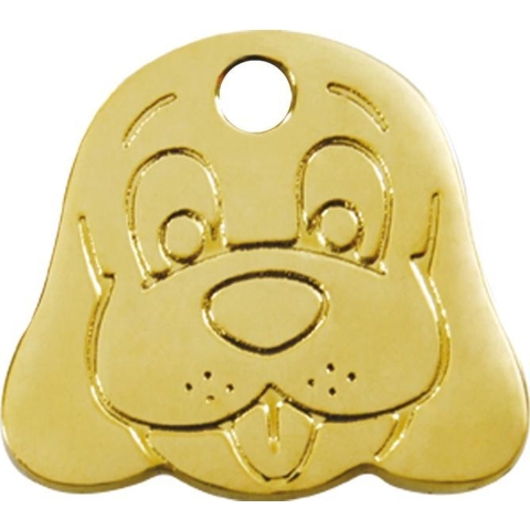 Dog Face koperen dierenpenning small/klein 2,22 cm x 1,98 cm - Reddingo