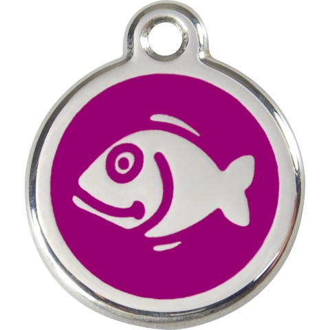 Fish Purple roestvrijstalen kattenpenning small/klein dia. 2 cm - Reddingo