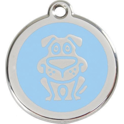 Dog Light Blue roestvrijstalen hondenpenning large/groot dia. 3,8 cm - Reddingo