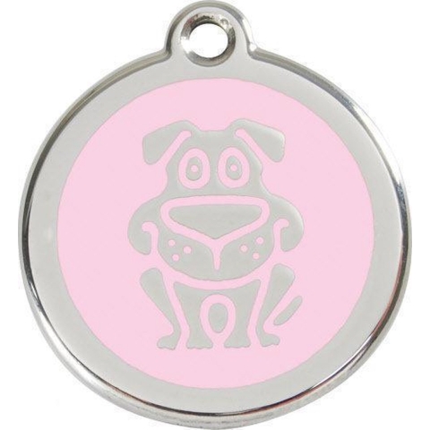 Dog Pink roestvrijstalen hondenpenning large/groot dia. 3,8 cm - Reddingo