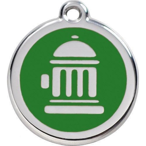 Fire Hydrant Green roestvrijstalen hondenpenning medium/gemiddeld dia. 3 cm - Reddingo
