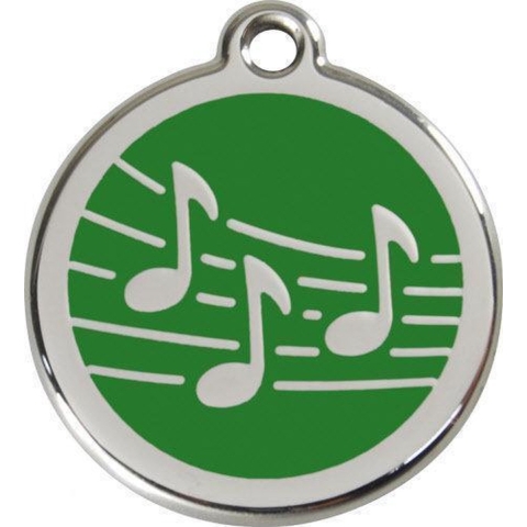 Music Green roestvrijstalen hondenpenning large/groot dia. 3,8 cm - Reddingo