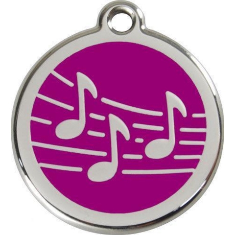 Music Purple roestvrijstalen hondenpenning large/groot dia. 3,8 cm - Reddingo